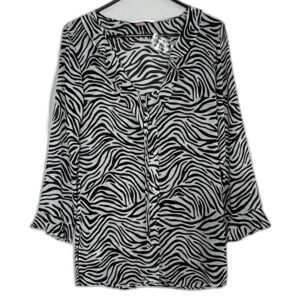 Victoria's Secret Sheer Animal Print Ruffle Quarter Length Bell Sleeve Blouse